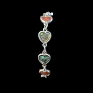 Multicolor Heart Shaped Shell Stones Silvertone Ankle Bracelet in EUC